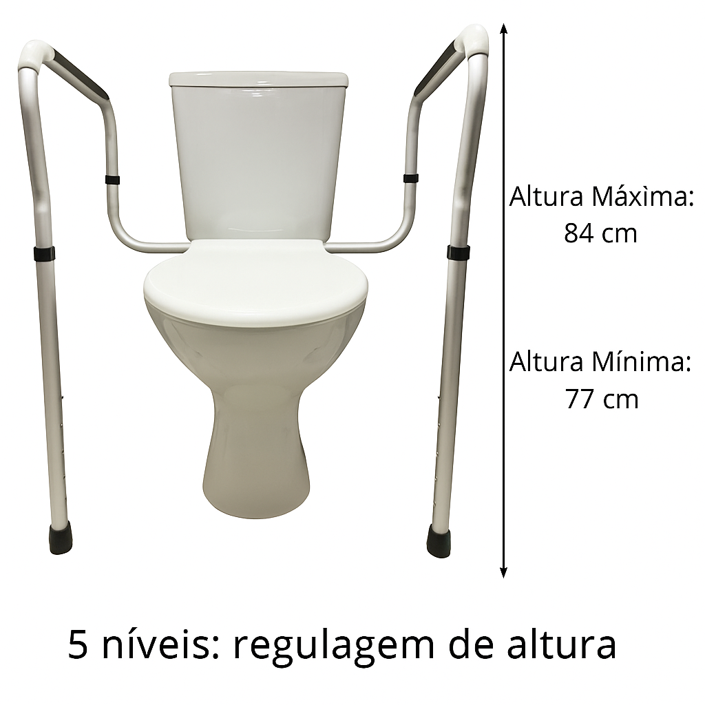 Barra de Apoio Seguro em Alumínio para Vaso Sanitário.