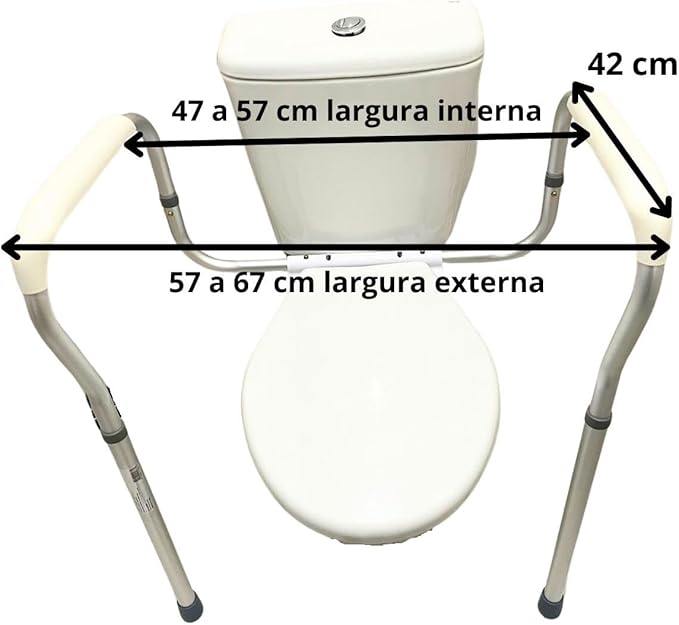 Barra de Apoio Seguro em Alumínio para Vaso Sanitário.