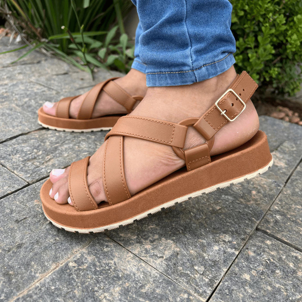 Sándalia Feminina de Couro