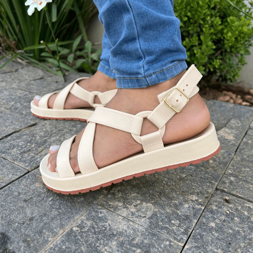 Sándalia Feminina de Couro