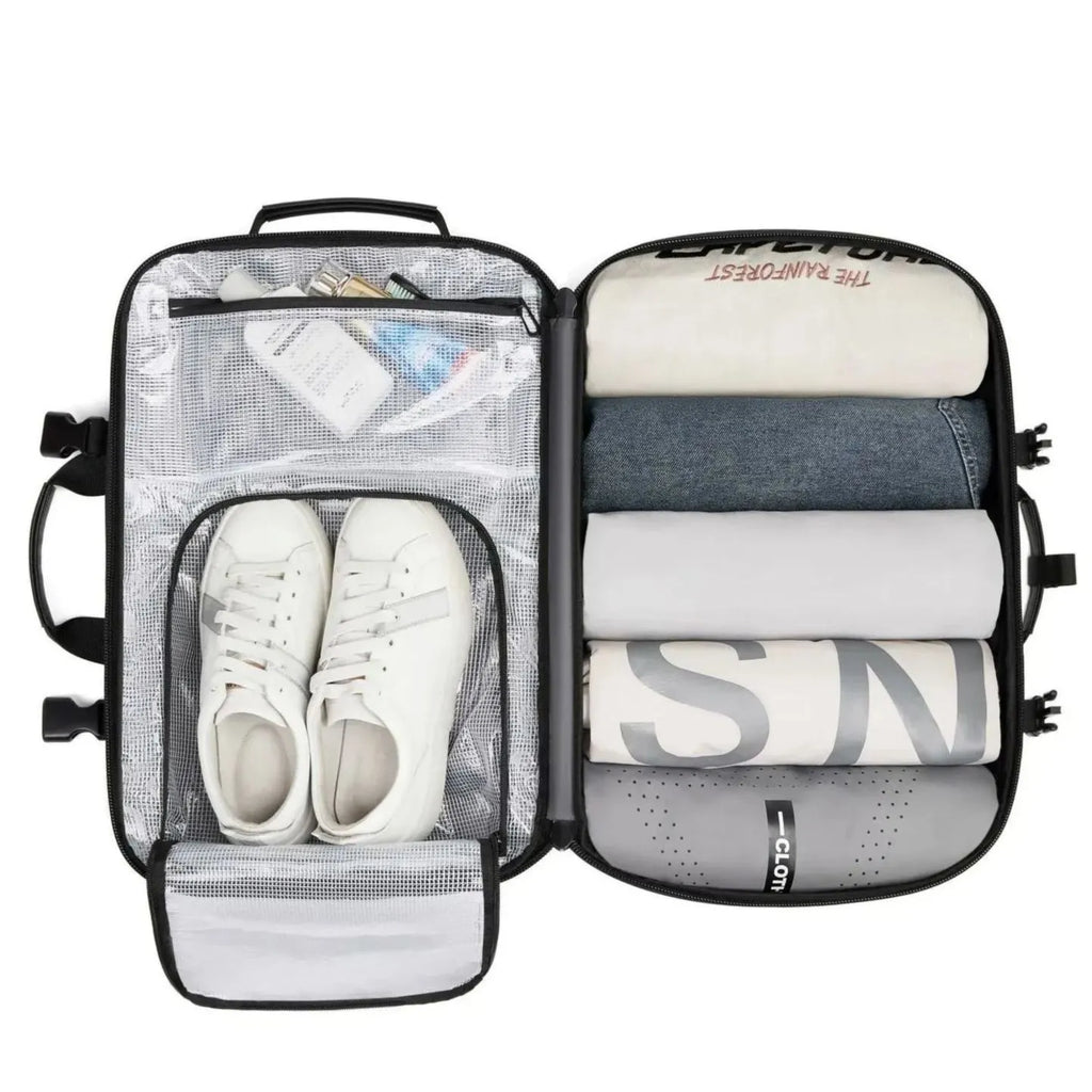 Mochila Multifuncional para Trabalho e Viagem com Compressão e Porta USB